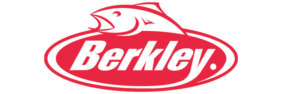 Berkley logo with a red oval and fish illustration on a white background
